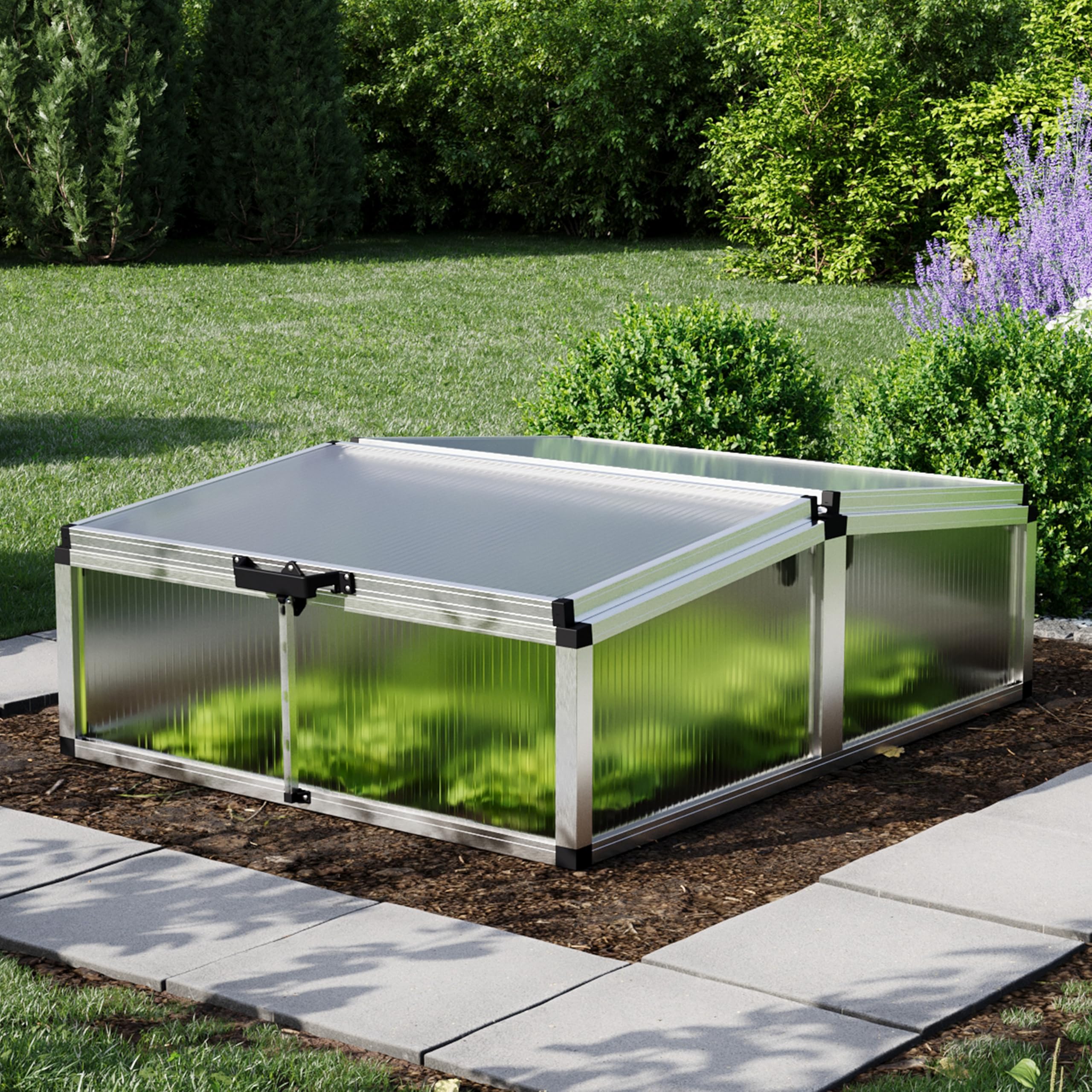 GFP Frühbeetkasten 103 x 132 cm Frühbeetaufsatz Caro, Aluminium mit Polycarbonat Doppelstegplatten