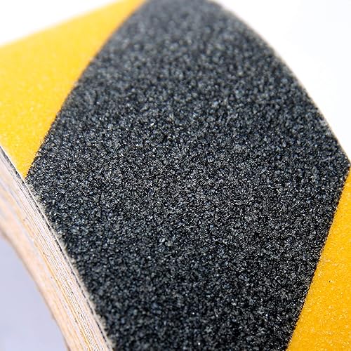 Miniatura 4 de La mejor cinta de agarre antideslizante, 1 pulgada x 30 pies, rayas negras y amarillas, grano 80, grado industrial, interior, exterior (rollo de 1