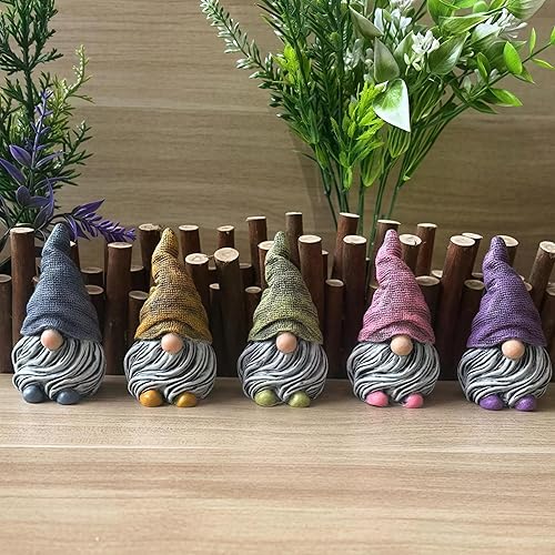 5 mini figuras de gnomos, decoraciones de gnomos para el hogar, accesorios de jardín de hadas, mini enanos de jardín para macetas, pequeños enanos