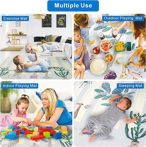 Miniatura 8 de Tapete plegable para bebé, tapete de juego de espuma extra grande, reversible, impermeable, portátil, de doble cara, para niños pequeños, uso en