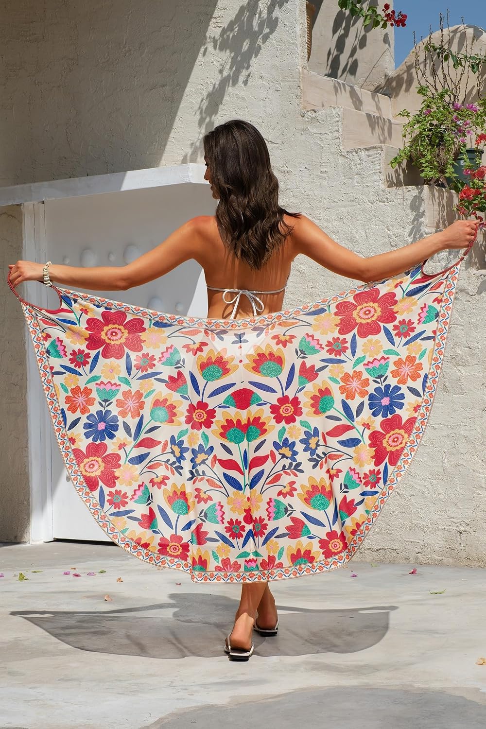 Herseas Womens Swimsuit Coverup Cross Criss Sheer Chiffon Wraps Skirts