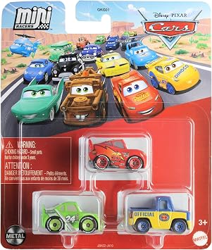 Disney Cars Mini Racers 3-Pack Lightning McQueen, Vitoline #24 Brick Yardley, Dexter Hoover