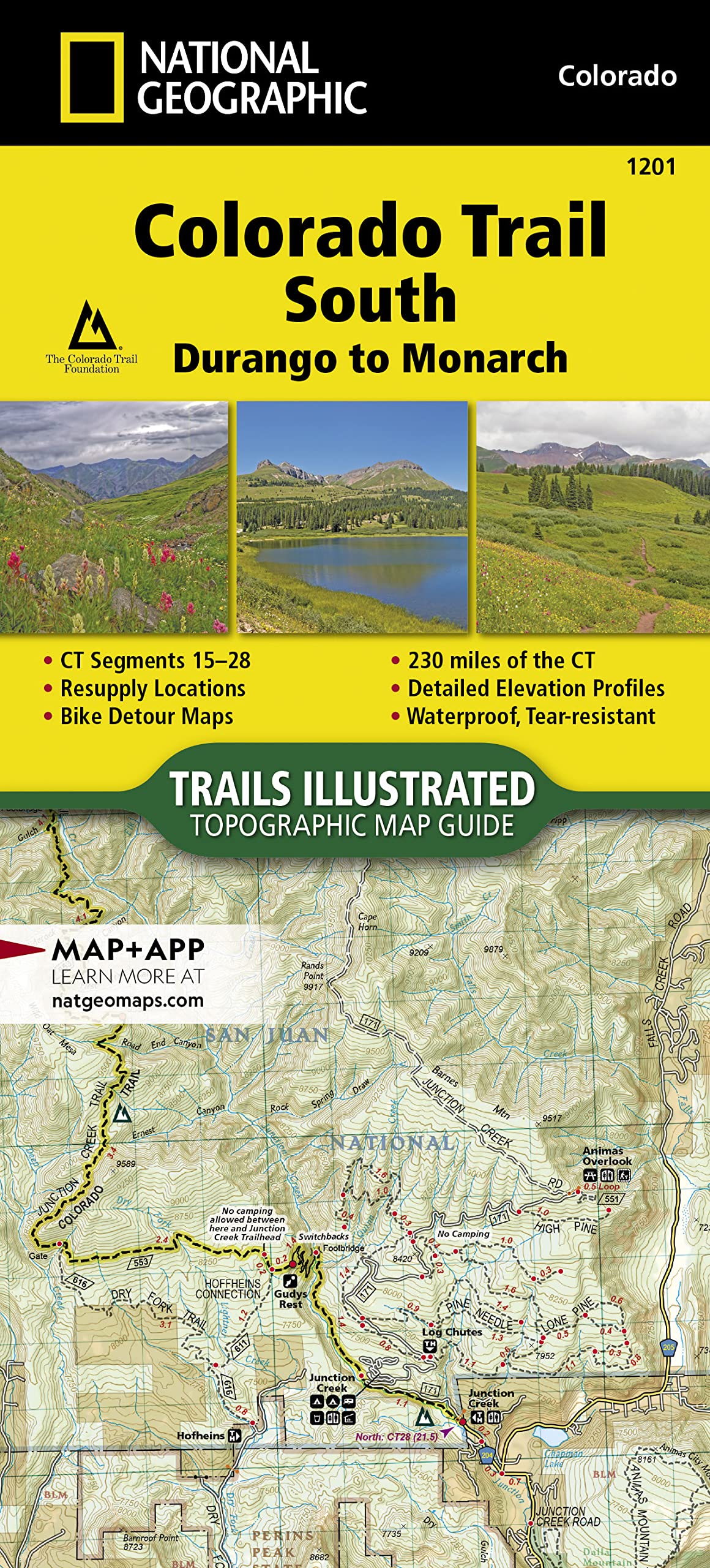 Colorado Trail South, Durango to Monarch Map (National Geographic Topographic Map Guide, 1201)