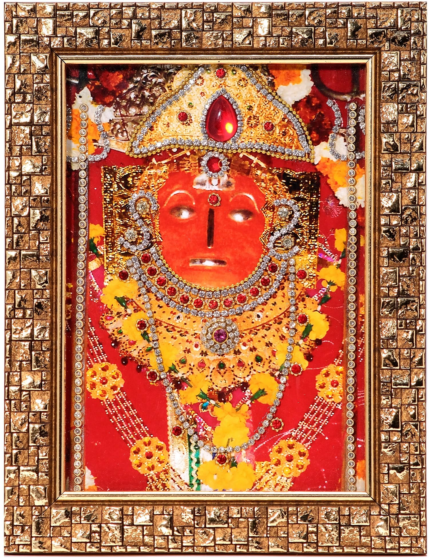Strotam Fibre Goddess Jeen Mata Photo Frame/Poster Frame with AD Stone work, 6.5 X 8.5 Inch, Embossed Gold, 1 Piece.-picture-11