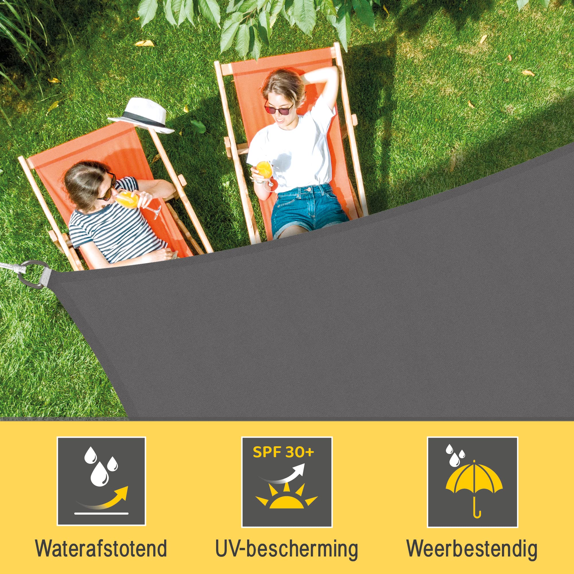 Sol Royal SolVision PS9 - Schaduwdoek Rechthoek 3x4m Antraciet - Waterafstotend - UV Bescherming Pes Waterafstotend Luifeldoek