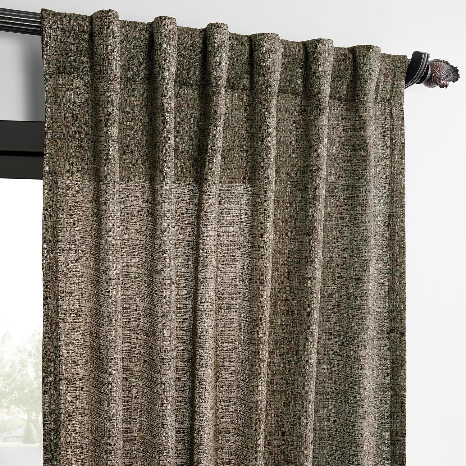 HPD Half Price Drapes - Raw Linen Weave Light Filtering Curtains for Bedroom 96 Inches Long (2 Panels) - Rod Pocket Curtains & Drapes for Living Room and Windows 1 Pair - 50 X 96, Dark Grey