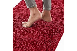 Gorilla Grip Original Luxury Chenille Bath Rug, Red, 24x17 Inches