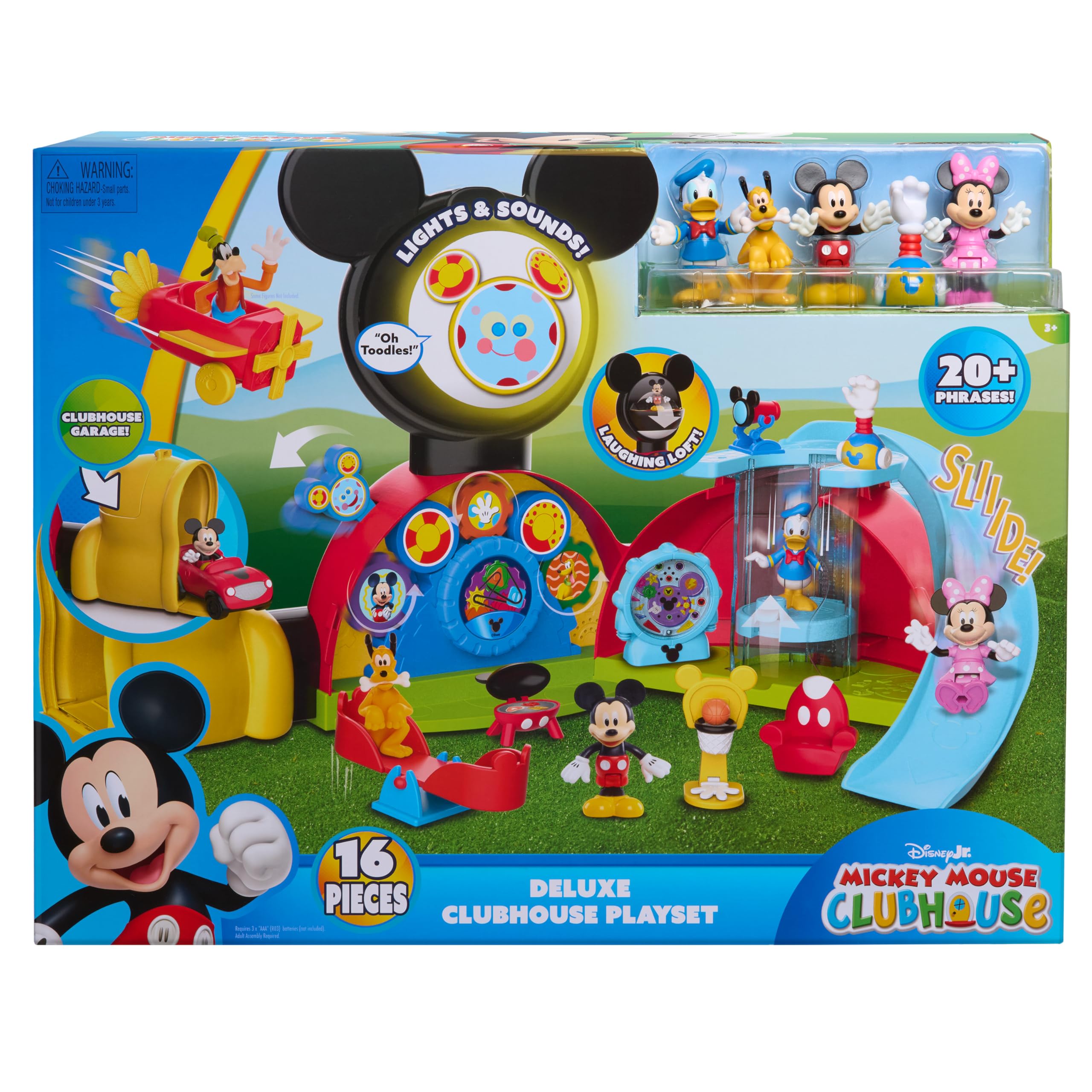 Disney Jr. Mickey Mouse Clubhouse Deluxe Playset | de 71 cm con luces y sonidos, 16 piezas, +3 años