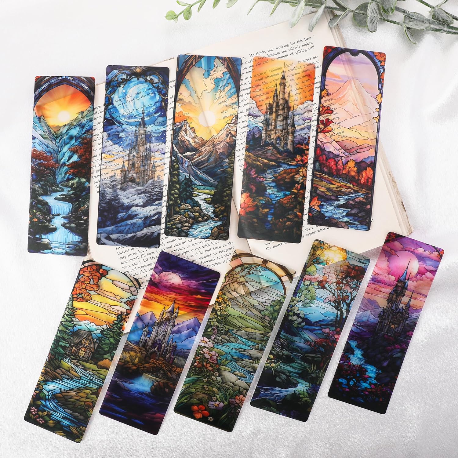 Fantasy Acotar Bookmark Gifts - 10 Pcs Personalized Stained Glass Bookmarks for Women Book Lovers Dark Romance Vintage Page Marks Reading Accessories Bookish Gift for Birthday Back to School - Image 6