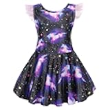 Girl One Piece Swimsuit with Short Modest Beach Swim Dress Printed Skirted Bathing Suit