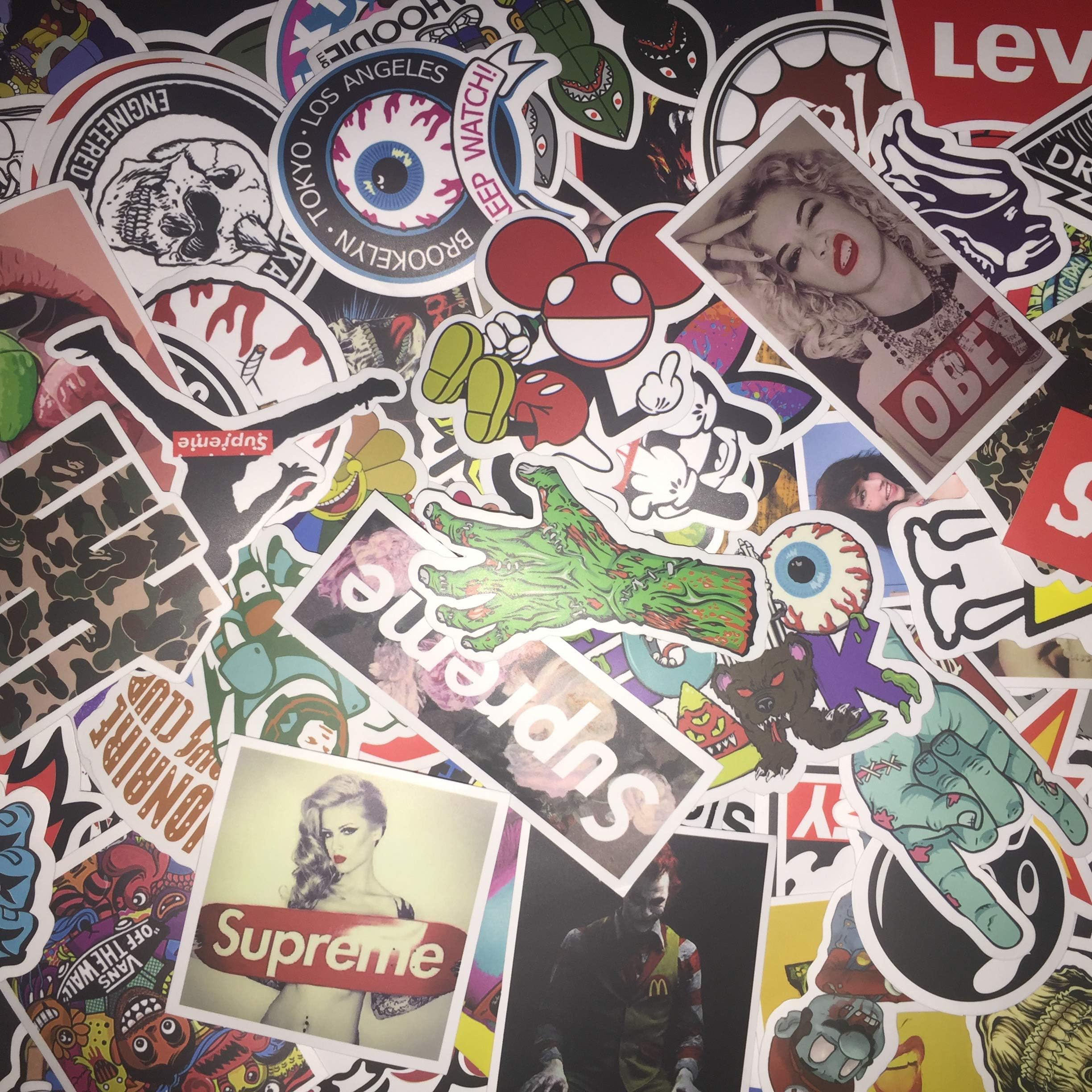 (Not Random)100 Piece Skateboard Stickers Vintage Vinyl Laptop Luggage Decals Dope Sticker Mix Lot