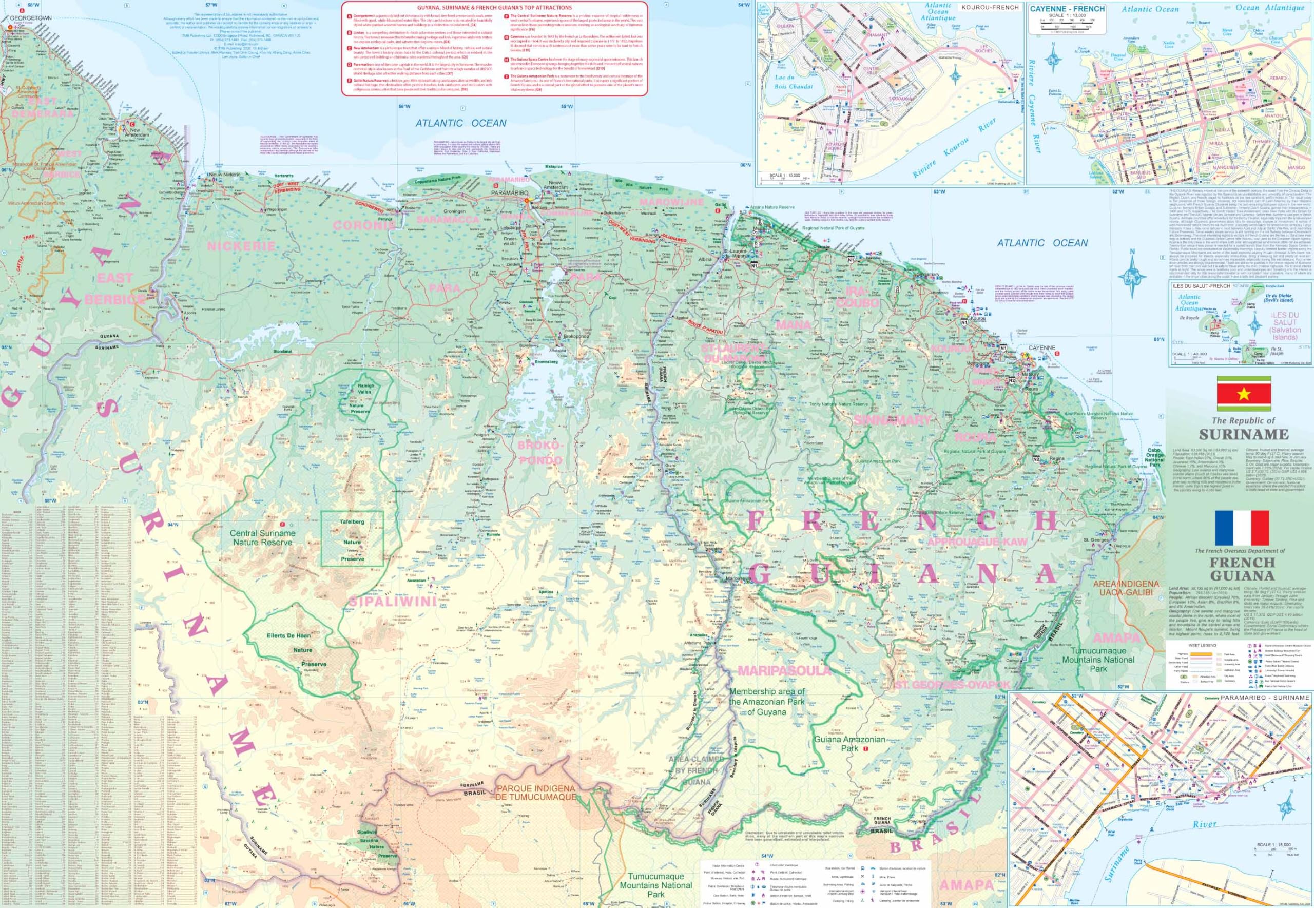GUYANA - SURINAME & FRENCH GUIANA: 1:850000
