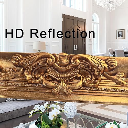 Miniatura 10 de Chende Espejo de pared decorativo de 24 x 36 pulgadas para decoración, espejo de sala de estar con marco ondulado, espejo de madera de granja