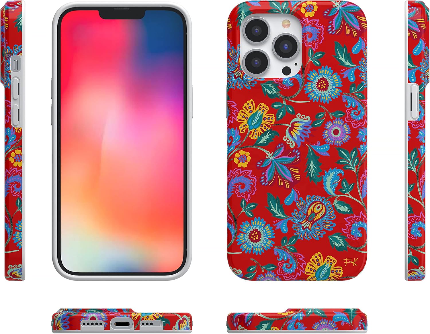 Casely iPhone 14 Pro Max Case | Painted Flowers | Frida Kahlo Floral | Compatible with MagSafe | Classic Ultra Slim Design