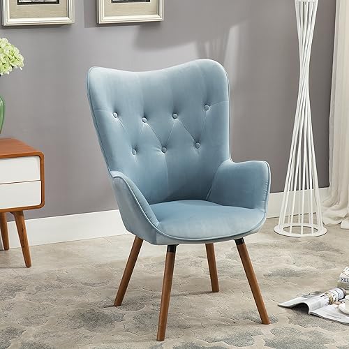 Miniatura 55 de Roundhill Furniture - Silla decorativa doarnin contemporánea de terciopelo sedoso con respaldo de botones, Tela, Amarillo