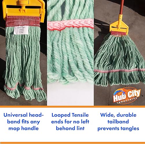 Miniatura 3 de Hub City Industries Cabezal de trapeador húmedo de algodónsintético, suministros de limpieza, cabezal de fregona de extremo de bucle, alta