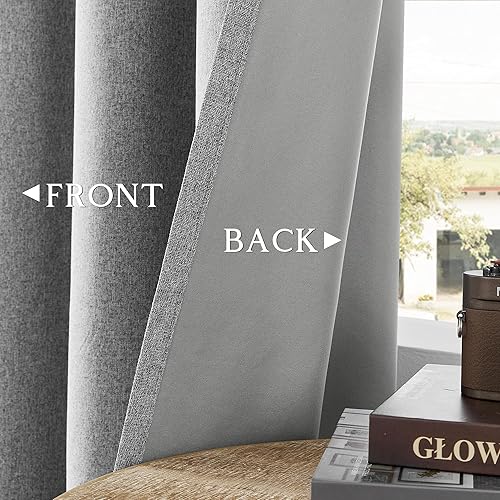 Miniatura 65 de ChrisDowa Cortinas 100% opacas de abedul liso de 96 pulgadas de largo, 2 paneles para dormitorio, sala de estar, oscurecimiento de la habitación de