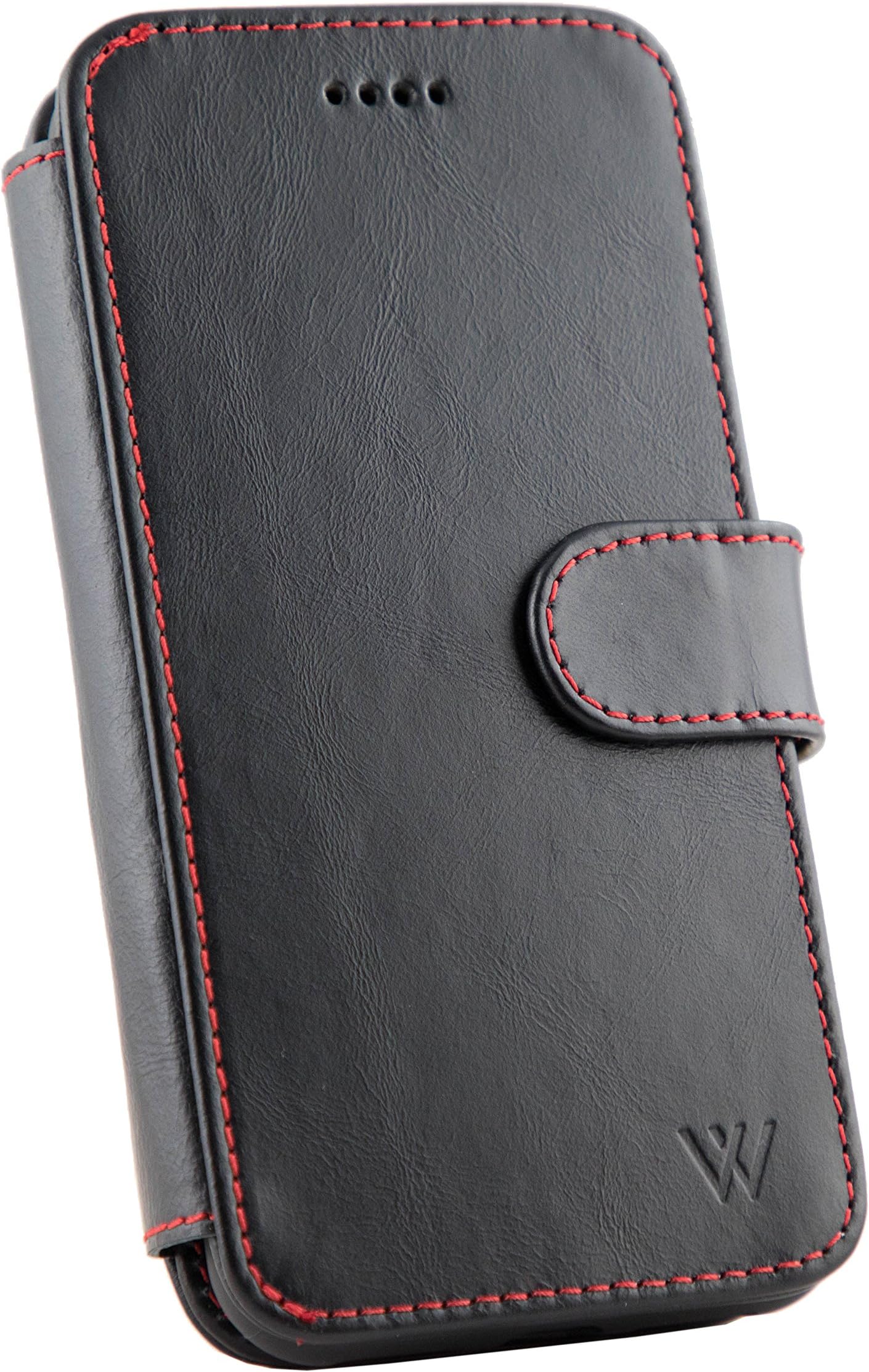 Wilken iPhone X | XS Leather Wallet Detachable Magnetic Phone Case | Top Grain Cowhide Leather | Wilken iPhone X | XS Magnetic Wallet Case | Kickstand Feature | Black and Red