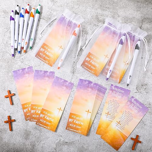 Miniatura 5 de Roowest Juego de 36 bolígrafos de cruz cristiana a granel con bolsas de regalo para visitantes, oraciones, bautismo, recuerdos de fiesta