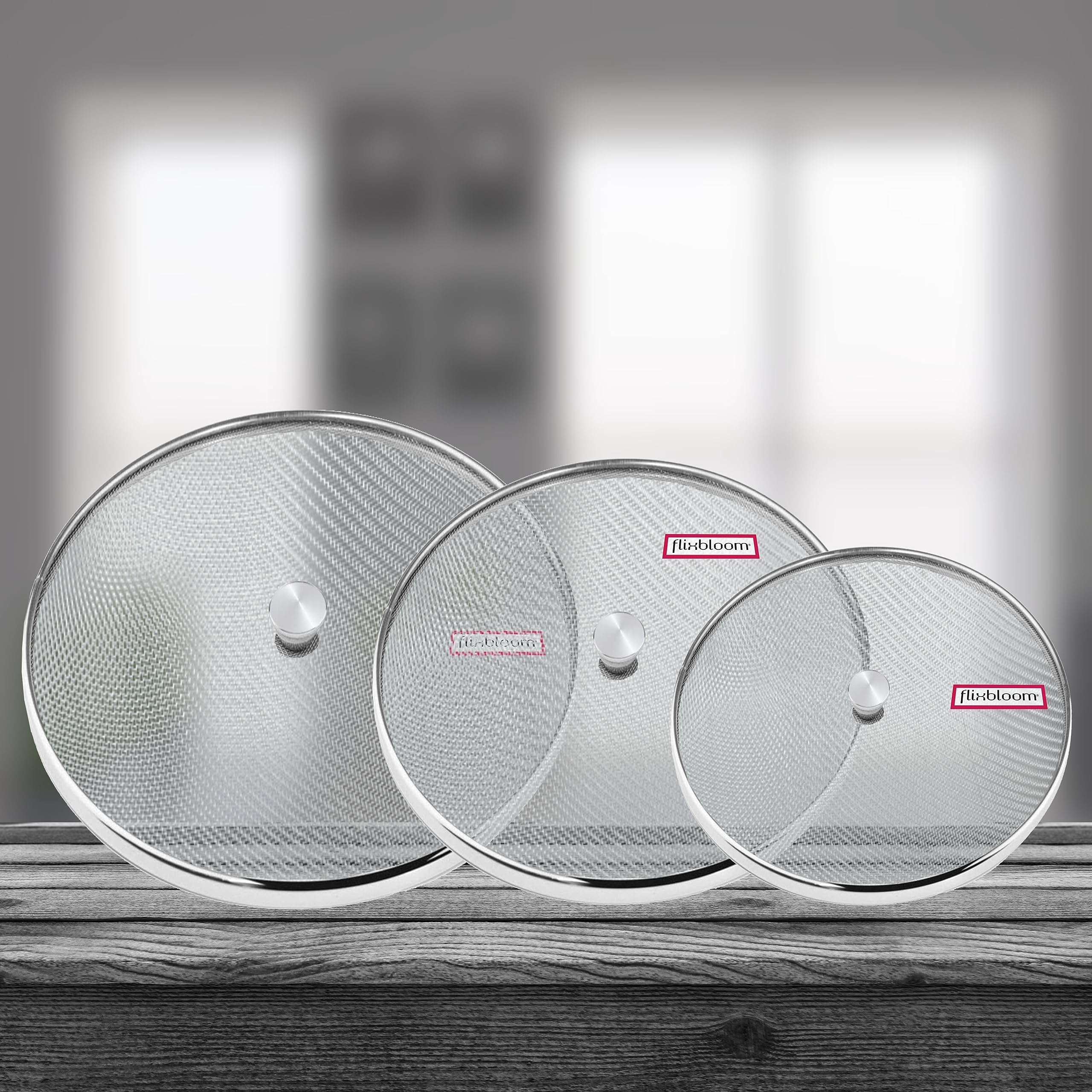 Flixbloom Edge Stainless Steel Perfect Mesh Net Cookware Cover Set 3 pcs Combo Pack Set Multi Purpose use for Utensils/Cookware/Handi/Tope/Kadai/Saucepan (8 inch, 10 inch, 11 inch) Lid Set