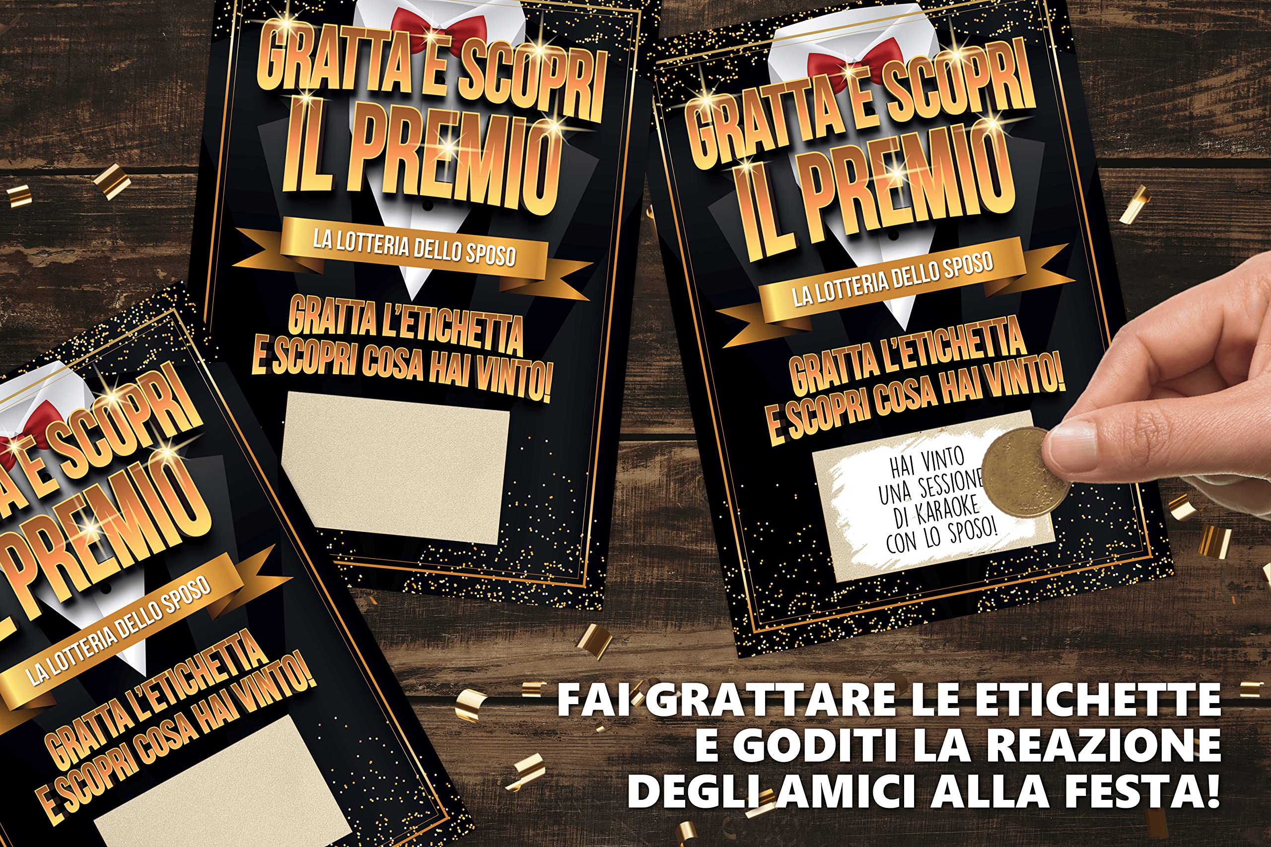 KAÏDENSÏ Gadget Addio al Celibato - 8 Gratta e Vinci Team Groom - Giochi Addio al Celibato Divertenti - Kit Accessori Scherzi per Futuro Sposo e Amici