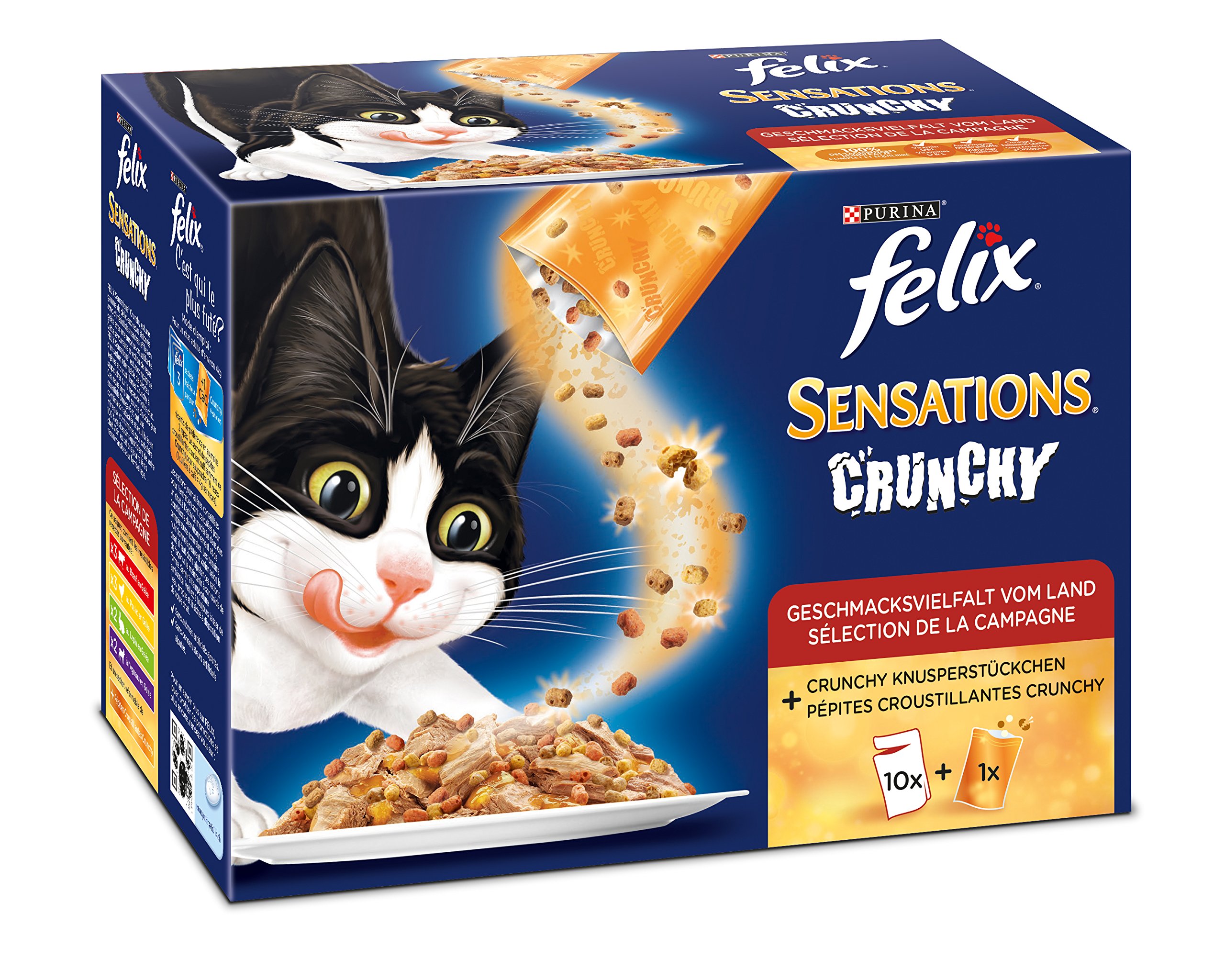 Felix Sensations Crunchy Crumbles - Cibo per Gatti Purina, Confezione da 6 (6 x 1,2 kg)