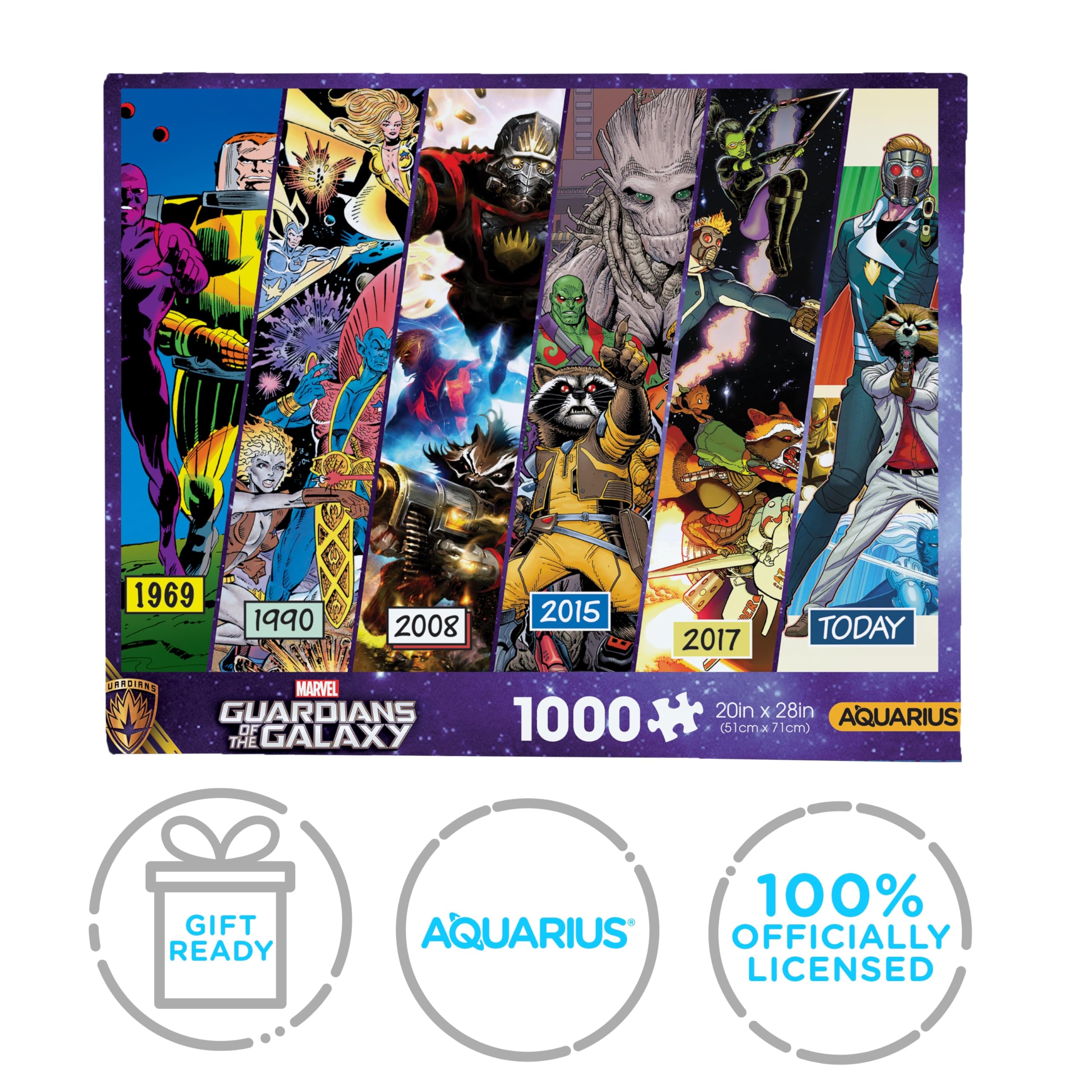 AQUARIUS Puzzle Timeline dei Guardiani della Galassia (puzzle da 1000 pezzi) – Senza abbagliamento – Regolazione precisa – Praticamente senza polvere – Merci e oggetti da collezione con licenza