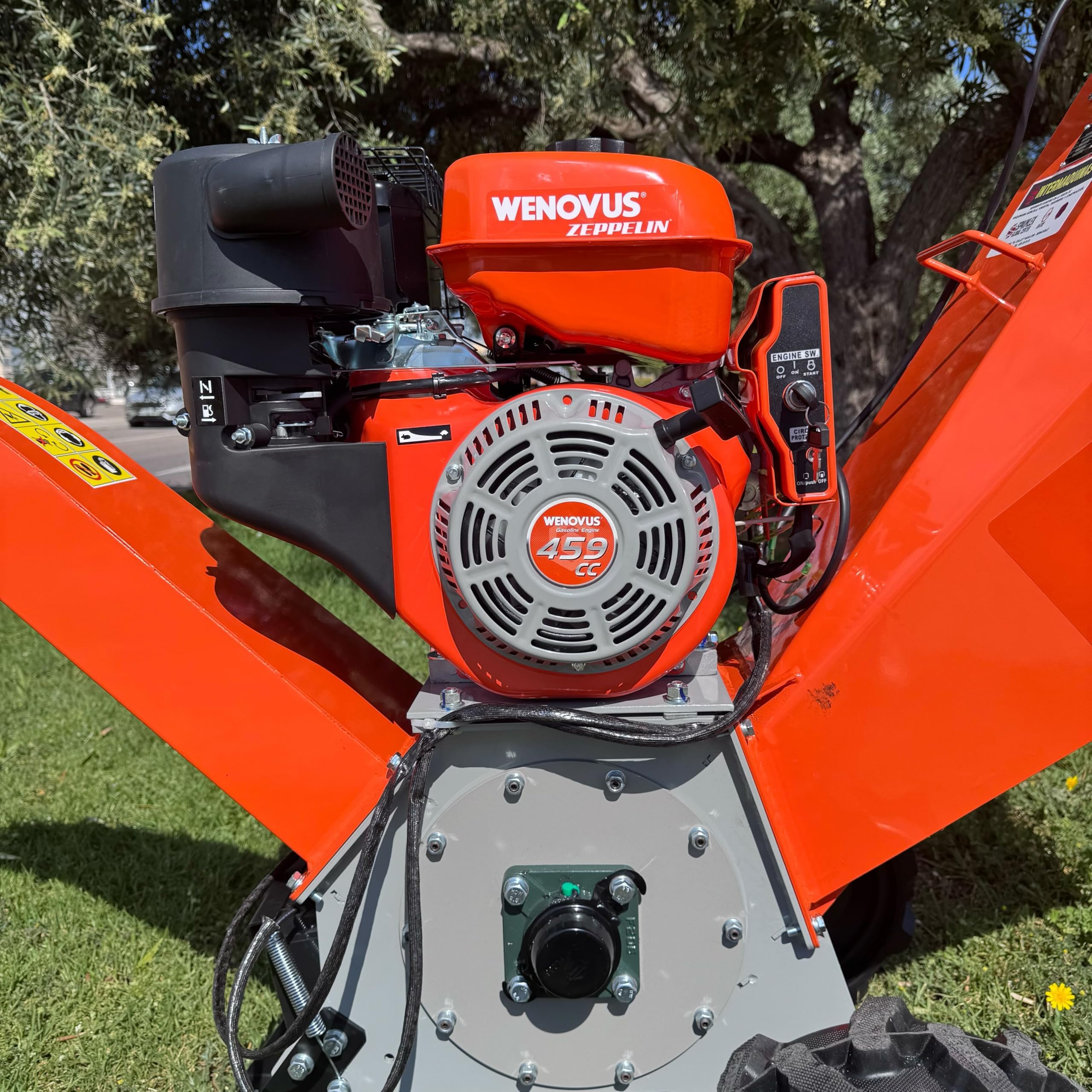 Trituradora de Ramas Zeppelin Wenovus WNS306E, Motor 459cc, 15 HP, Corte 100mm, Arranque Eléctrico