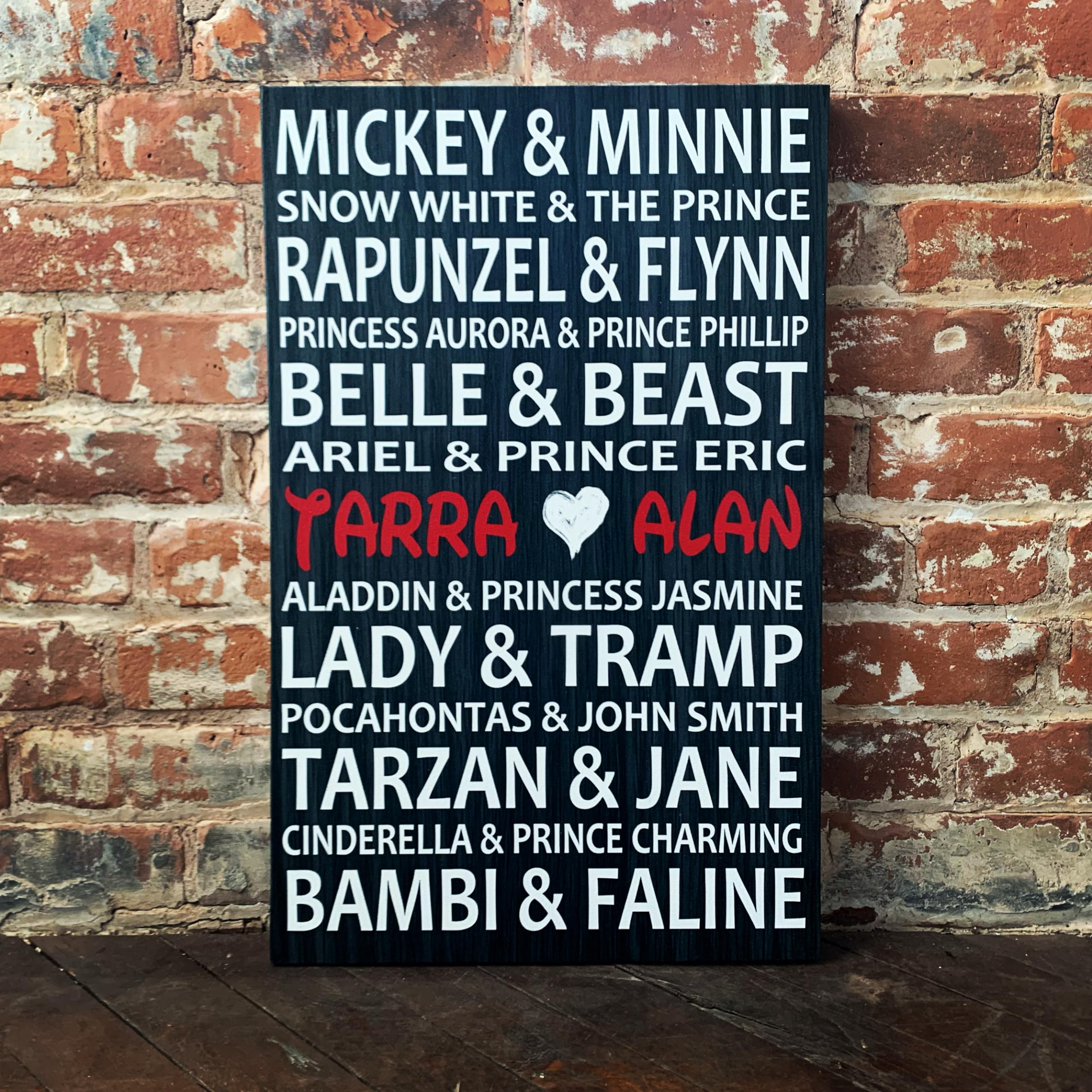 Disney Themed Personalized Wedding Gift, Prince and Princesses, Disney Inspired Love, In This House, Custom Canvas, Includes Personalization, Handcrafted