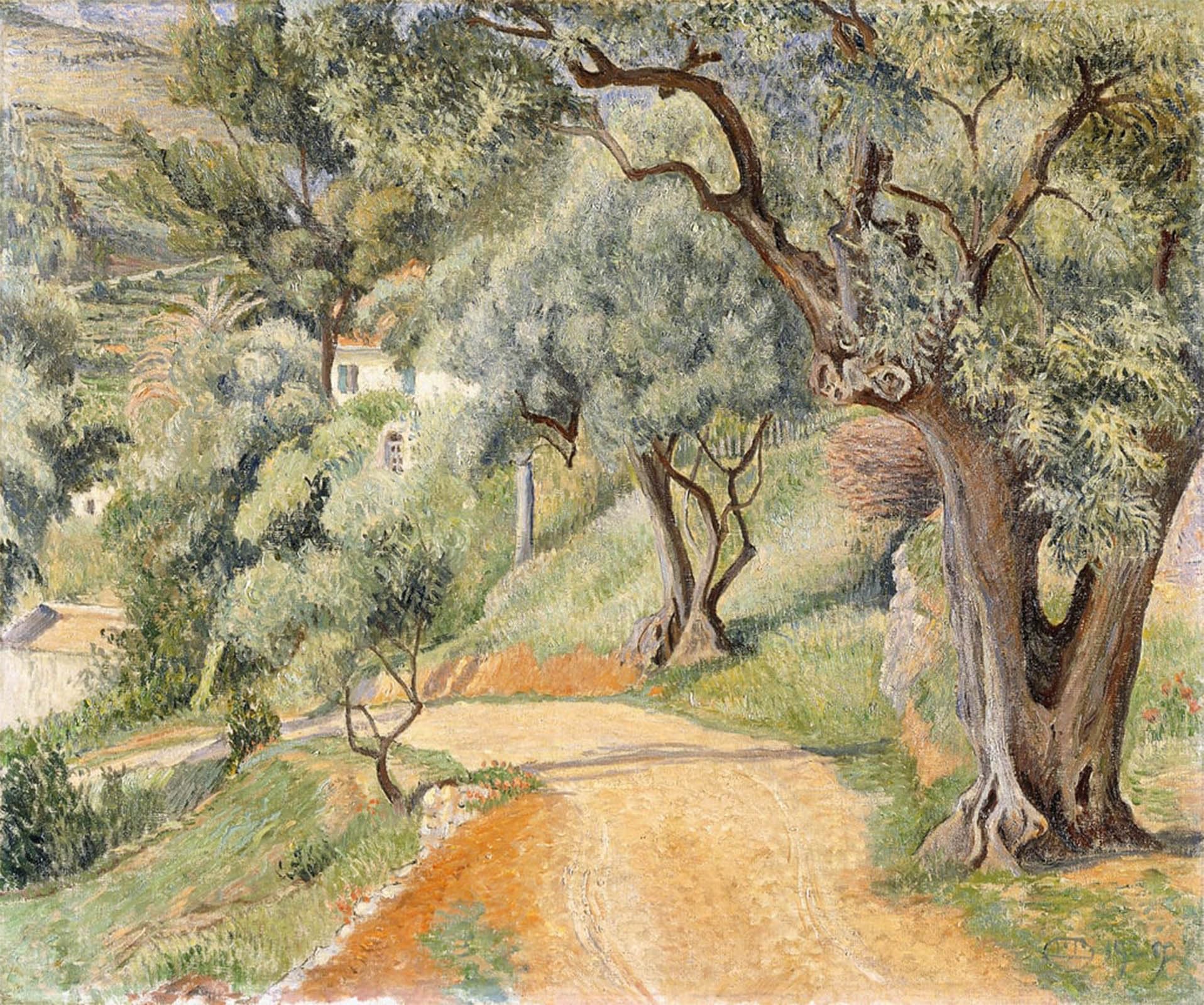 Xcbaihoud No Frame Famous Modern Artwork Classic Canvas Painting Chemin De L'hubac Toulon By Lucien Pissarro Printed Paintings For Home Decor 60X90cm
