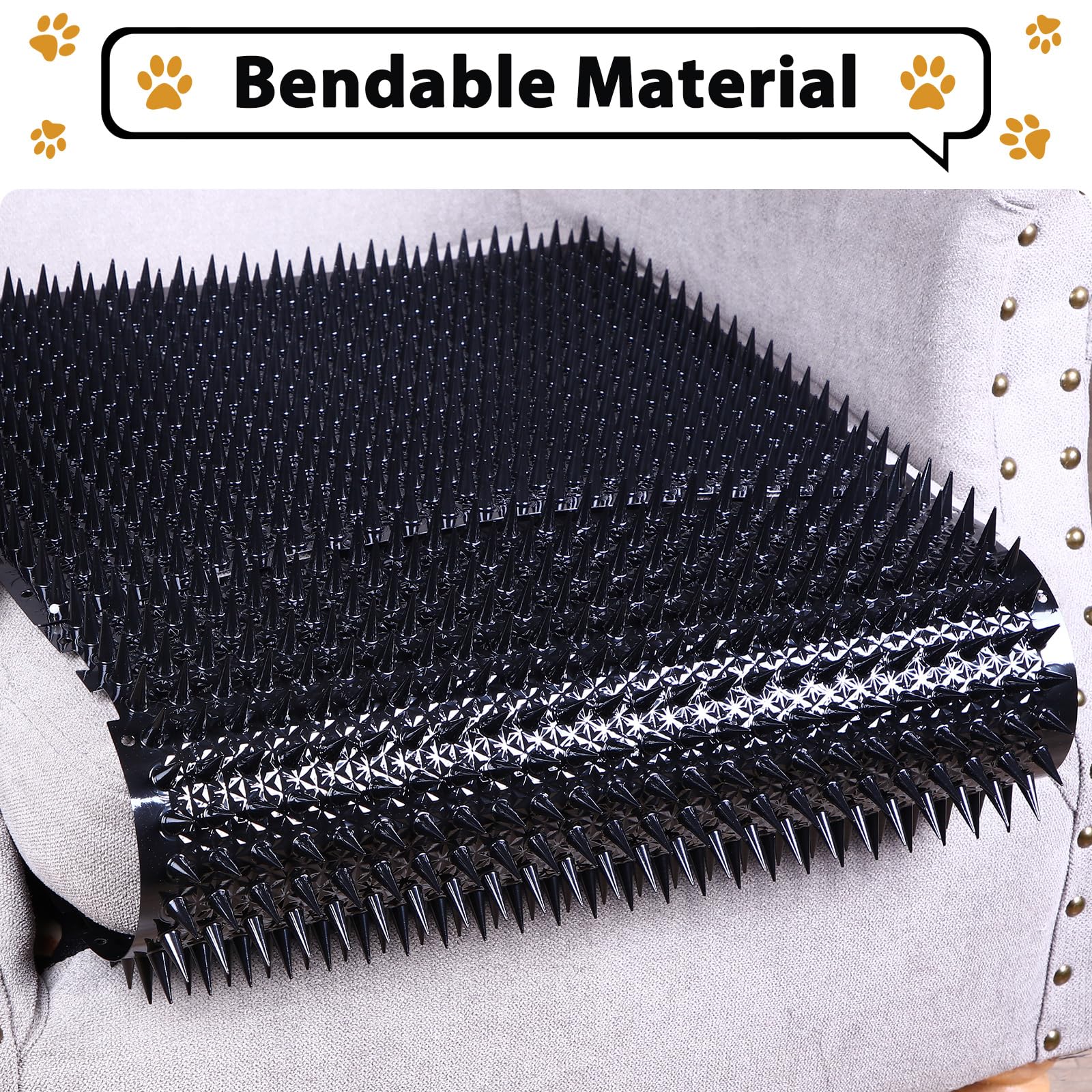 Katzenabwehrmatte für den Außenbereich, Kunststoff, biegbar, mit Spikes, Haustier-Matten mit Spikes, 47 m², 40,6 x 33 cm, Schwarz, 16 Stück