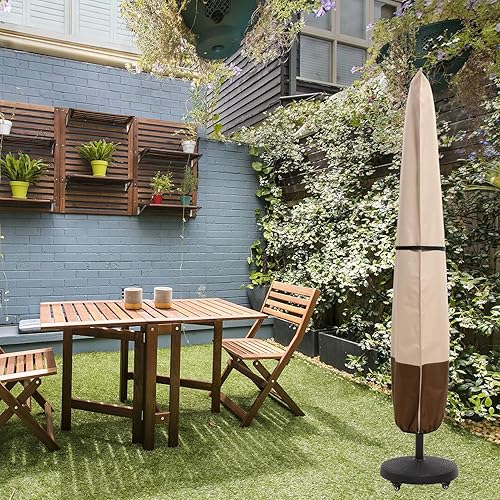 Miniatura 3 de SUPERJARE Funda para sombrilla de patio con varilla para sombrillas de 7 a 11 pies y paraguas de doble cara de 15 pies, cubierta protectora