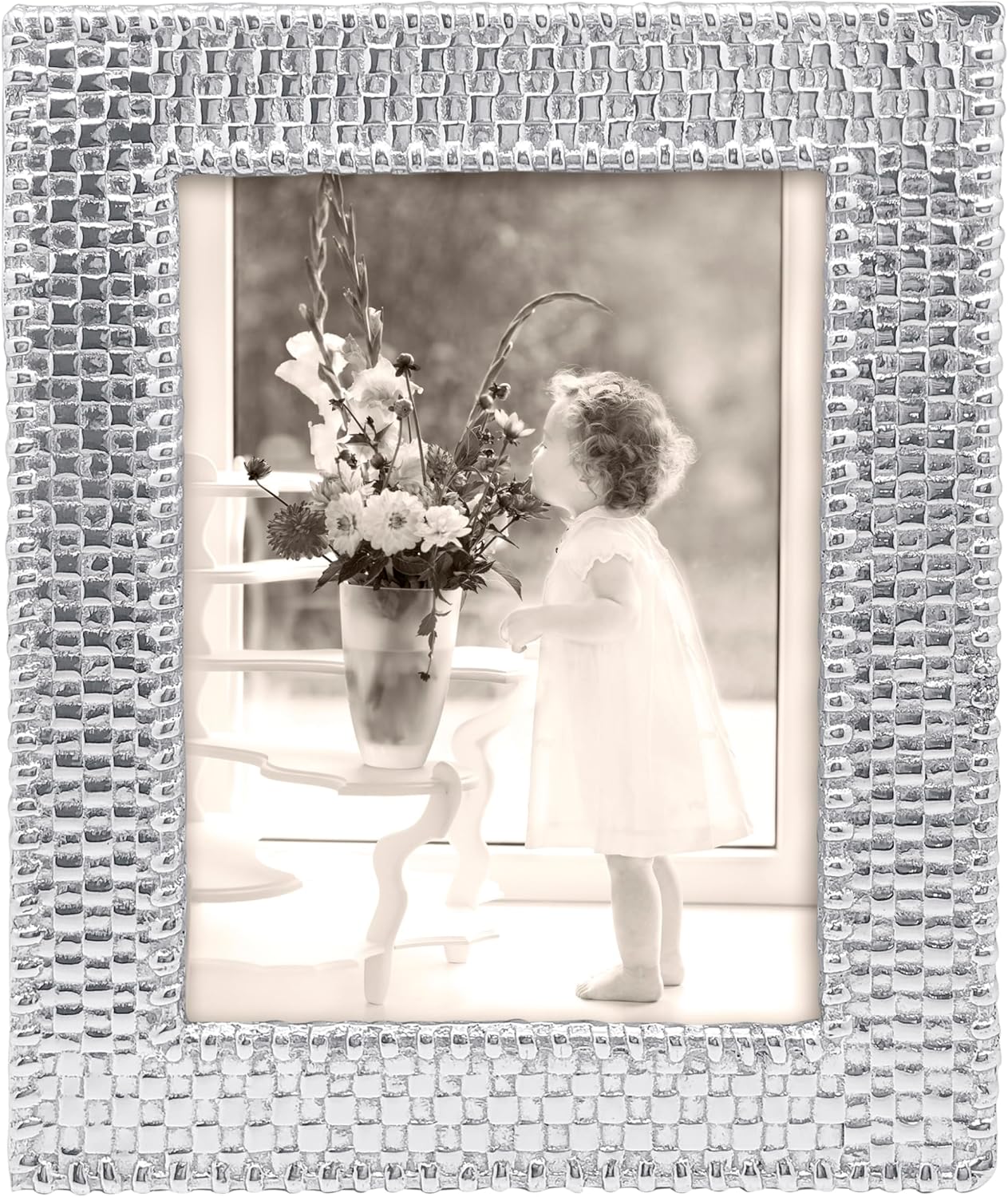 Mariposa Basketweave Frame, 5x7 inch, silver