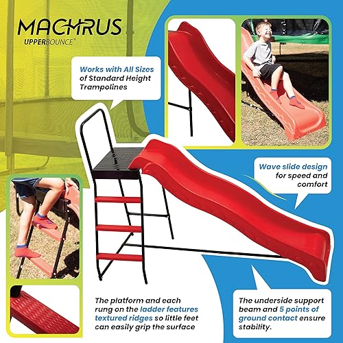 Miniatura 3 de Machrus Upper Bounce Trampoline Step N SlideJuego de escalera de escalón y tobogán ondulado para niños para exteriores, se adapta a trampolines