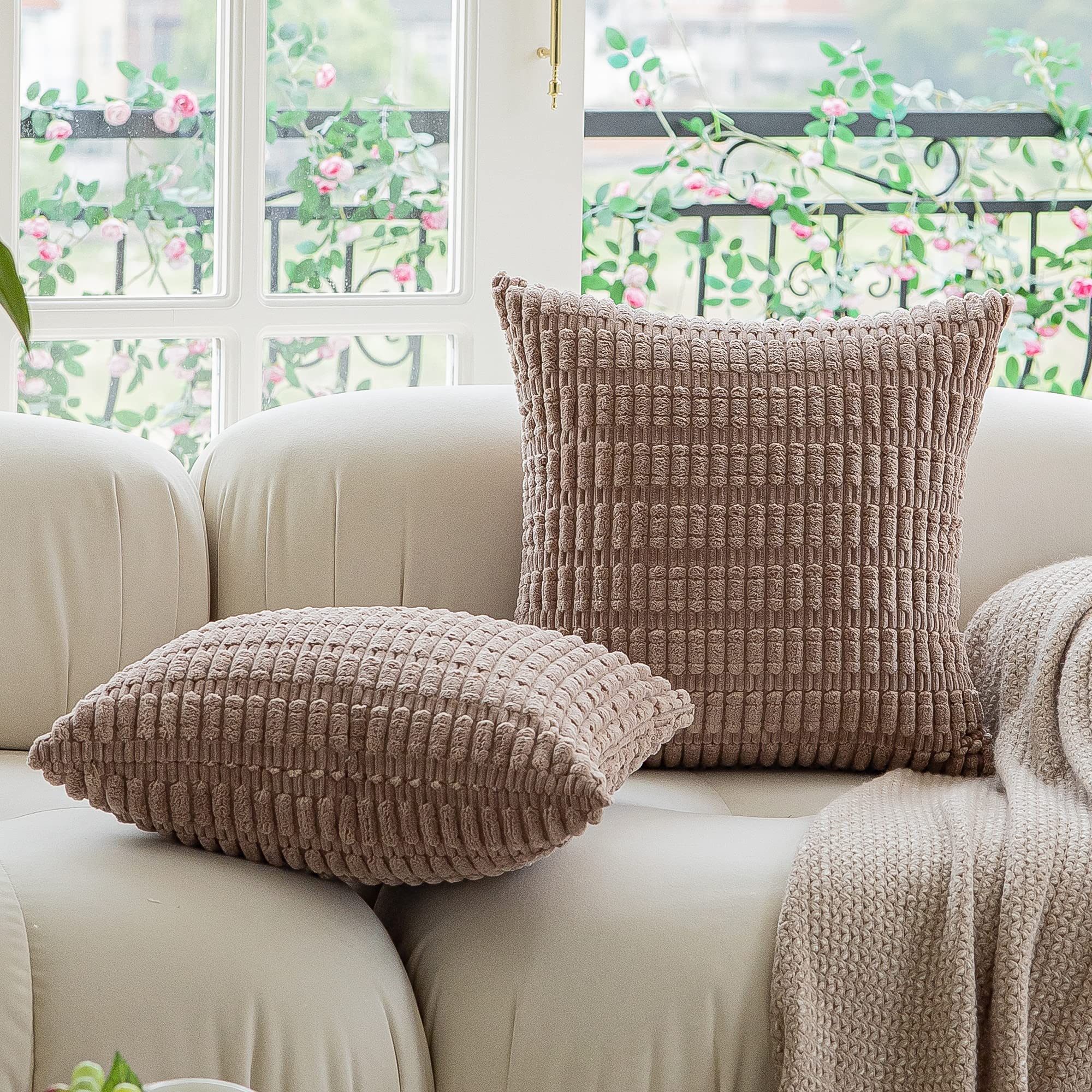 Housse De Coussin - Non Spécifié - 45x45 Cm - Velours Côtelé - Lot De 2