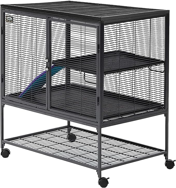 MidWest Homes for Pets Critter Nation Single Unit Small Animal Cage, 2 Tiers, Includes Pan, Shelf, Ramp & Cover, for Rats, Ferrets, Chinchillas, Sugar Gliders
