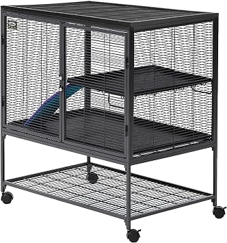 Critter Nation by MidWest Homes for Pets Single Unit Small Animal Cage, Habitat for Rats, Chinchillas, Ferrets, Sugar Gliders, Tool-Free Assembly, with Full-Width Doors, Shelf and Removable Base Pan
