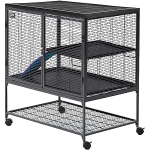 Critter Nation by MidWest Homes for Pets Single Unit Small Animal Cage, Habitat for Rats, Chinchillas, Ferrets, Sugar Gliders, Tool-Free Assembly, with Full-Width Doors, Shelf and Removable Base Pan