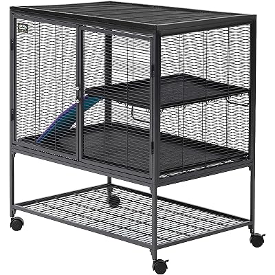Critter Nation by MidWest Homes for Pets Single Unit Small Animal Cage, Habitat for Rats, Chinchillas, Ferrets, Sugar Gliders, Tool-Free Assembly, with Full-Width Doors, Shelf and Removable Base Pan