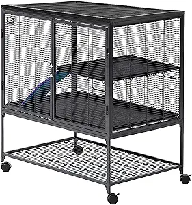 MidWest Homes for Pets Deluxe Critter Nation Single Unit Small Animal Cage (Model 161),Gray Quartz