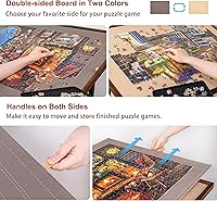 Vista 2 de LAVIEVERT Mesa de rompecabezas con cubierta y ajuste de ángulo y altura, tablero de rompecabezas desmontable de doble cara con línea auxiliar, mesa