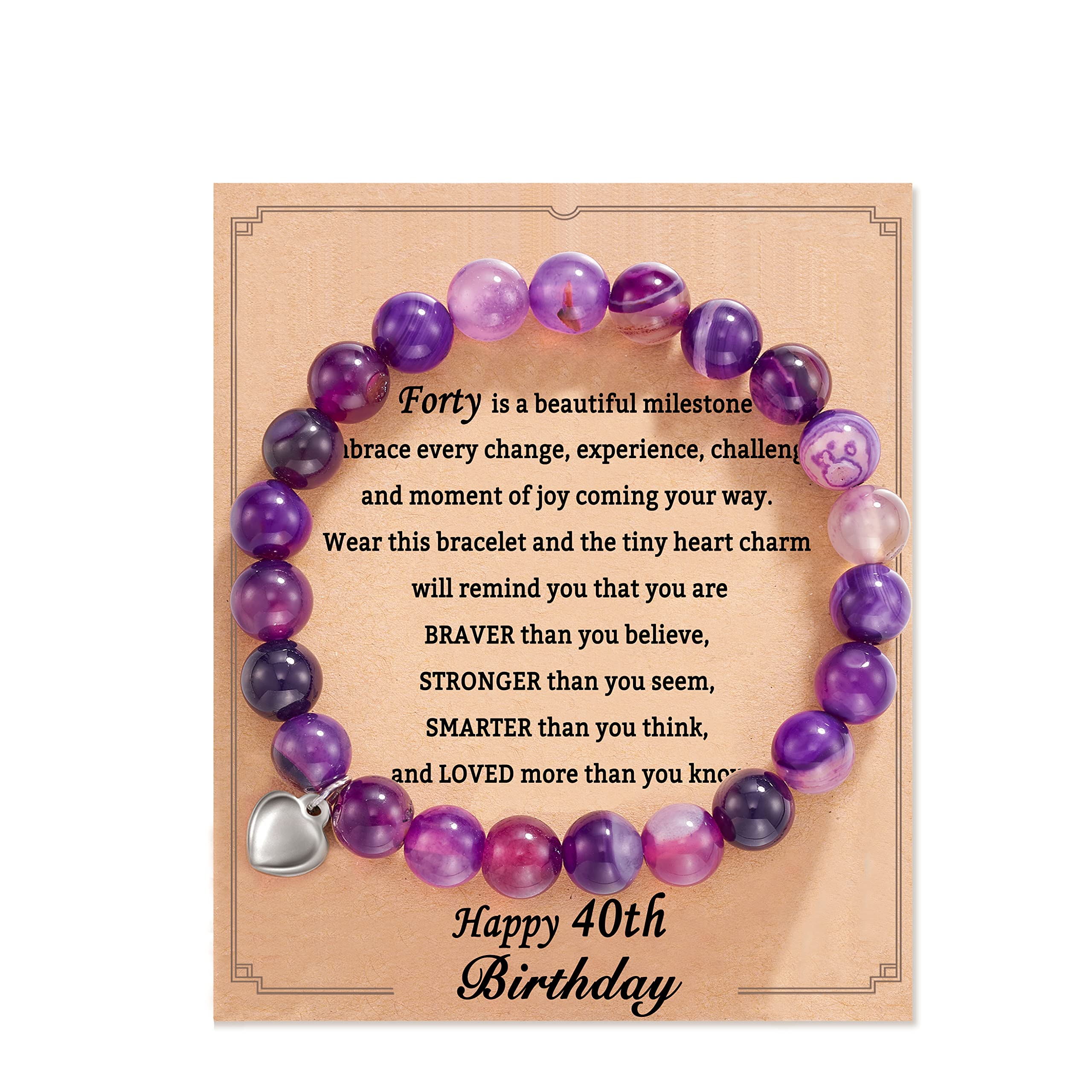 HGDEER 13/16/18/21/30/40/50/60/70/80 Birthday Gifts for Girls Women, Natural Stone Heart Bracelets for Mom Auntie Wife Friend Sister