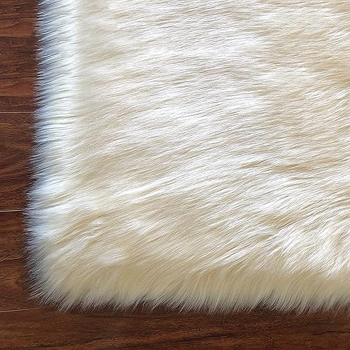 Miniatura 4 de LAMBZY Colección Lena '' - Alfombra de piel de oveja sintética, rectangular, súper suave, hipoalergénica, de pelo de felpa de primera calidad (2 x 3