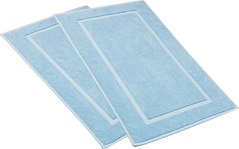 HILLFAIR-900 GSM-100% Ringspun Cotton Floor Towels mat- Hotel-Spa Tub-Shower Bathroom Floor mat Towels- 21 x 34 Inch- Terry Cotton Bath Mat, Machine Washable, Absorbent-2 Peice Towel Set- Ocean Blue