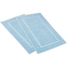 HILLFAIR-900 GSM-100% Ringspun Cotton Floor Towels mat- Hotel-Spa Tub-Shower Bathroom Floor mat Towels- 21 x 34 Inch- Terry Cotton Bath Mat, Machine Washable, Absorbent-2 Peice Towel Set- Ocean Blue