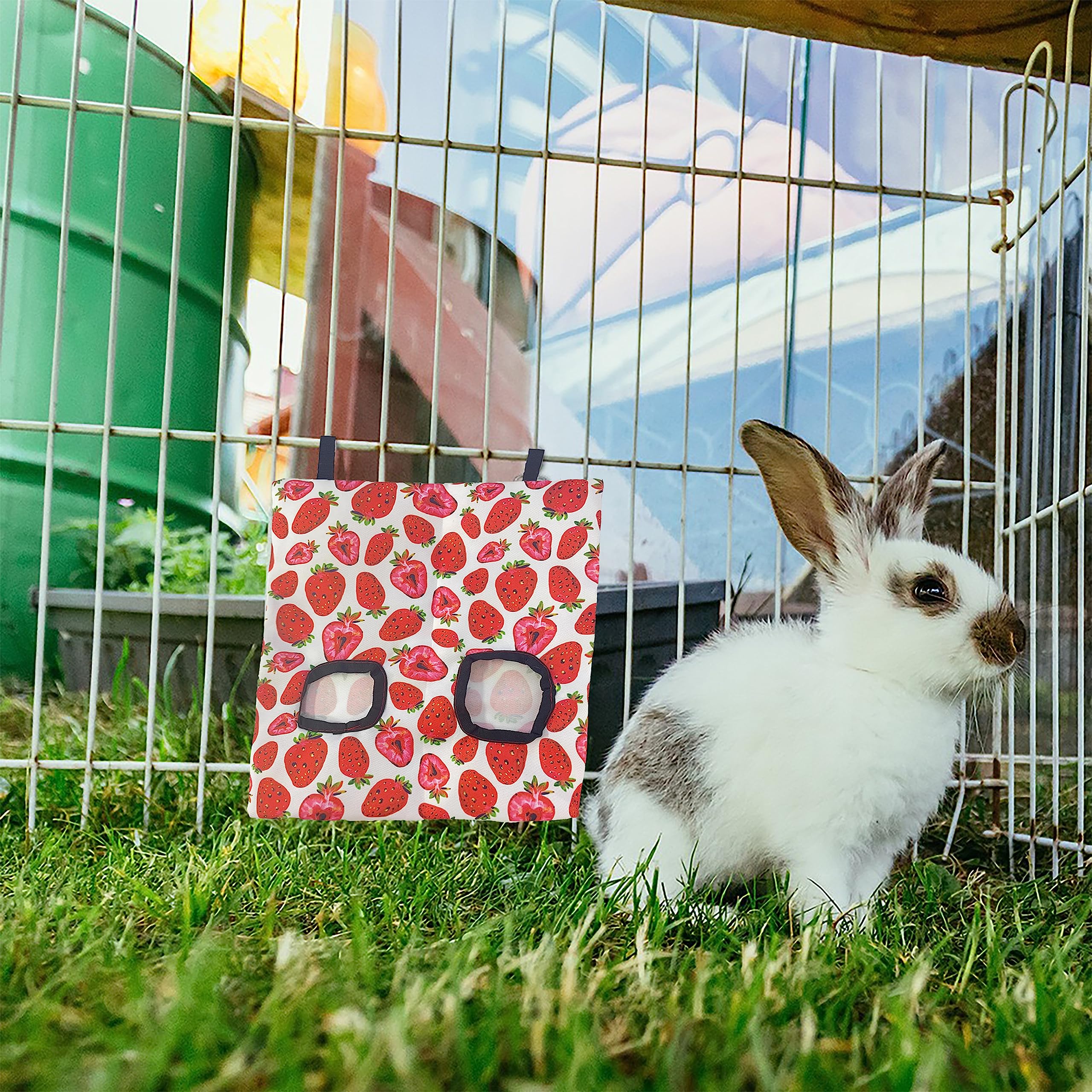 2 Sacs de Nourriture pour Animaux de Compagnie, mangeoire à Foin pour Animaux de Compagnie, Sac à Foin, Sac à Foin Suspendu, adapté pour Nourrir Les Lapins et Les Chinchillas