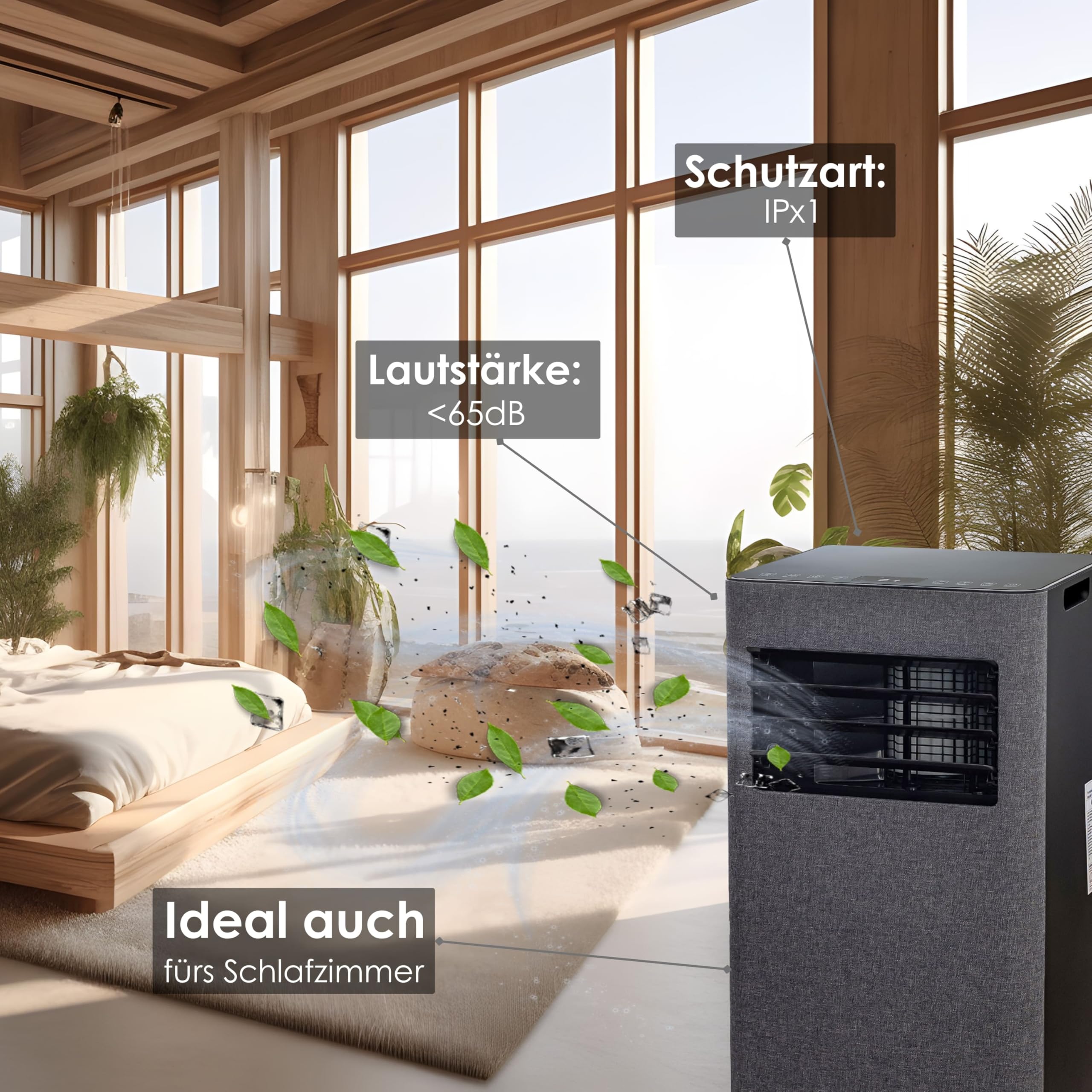 Zilan Mobile Klimaanlage 9000 BTU mit WLAN & Abluftschlauch, 3-in-1 Mobiles Klimagerät – Kühlen, Entfeuchten & Ventilator, leise, inkl. Fensterabdichtung & Fernbedienung, Timer, Wifi App-Steuerung