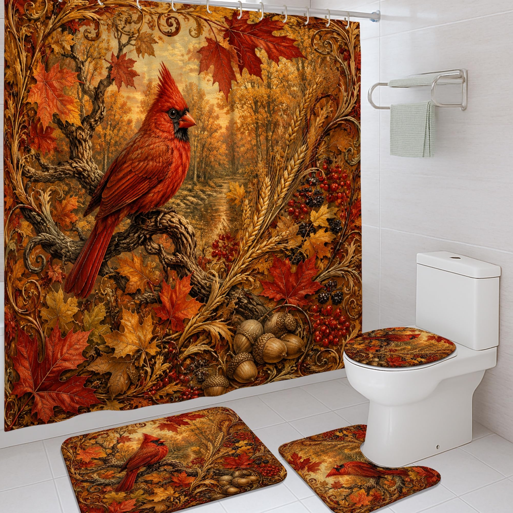 Rideaux de douche cardinaux en toile de qualité supérieure rustique