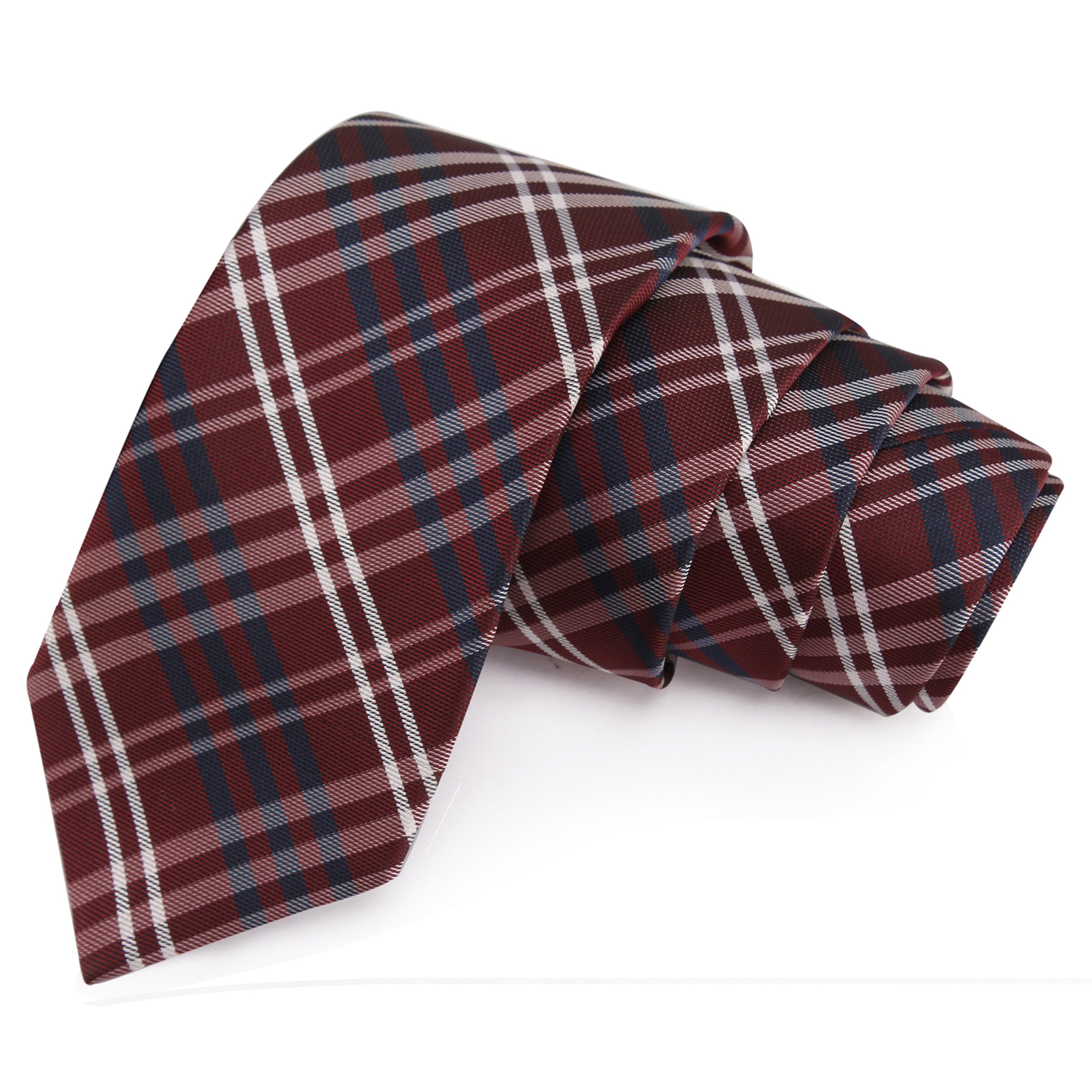peluche Slick Maroon, White & Navy Blue Colored Microfiber Necktie for Men-picture-21