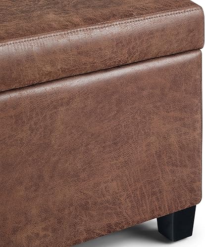 Miniatura 31 de Otomana rectangular de almacenamiento de cuero sintético Simpli Home Avalon., Madera, Gris pizarra Pizarra gris,Crema Satinado,Tanners Marrón,Negro